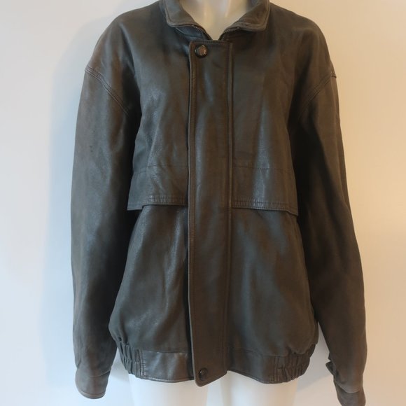 Mens Professional Leather Green Full Zip Leather Jacket Coat XL * - Picture 1 of 14